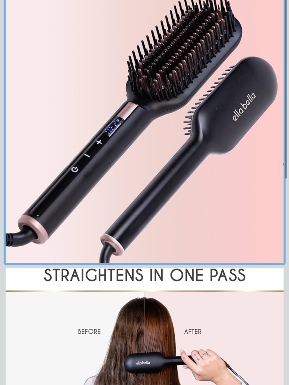 Ella Bella Ionic Technology Hair Straightening Brush Heated Straightening Brush